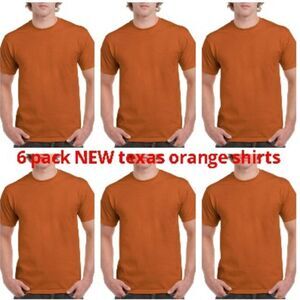 NEW 6 pack men shirt short sleeve 6 texas orange shirts great deal!